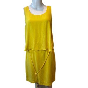 W118 Walter Baker Womens Midi Dress Tie Back Sleeveless W7763 Yellow Size Medium